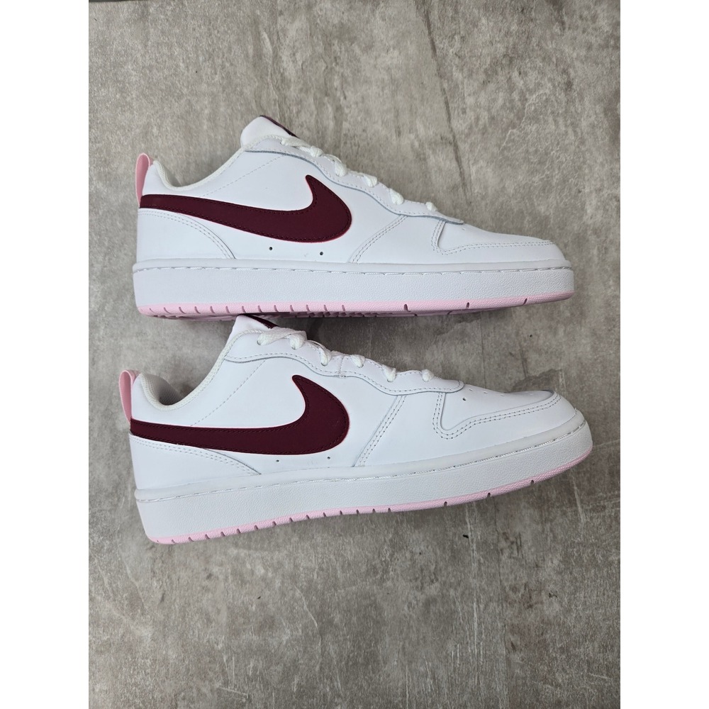 Nike Court Borough 8.5 White Burgundy Pink Leather Sneakers Retro Y2K Streetwear - Picture 5 of 11